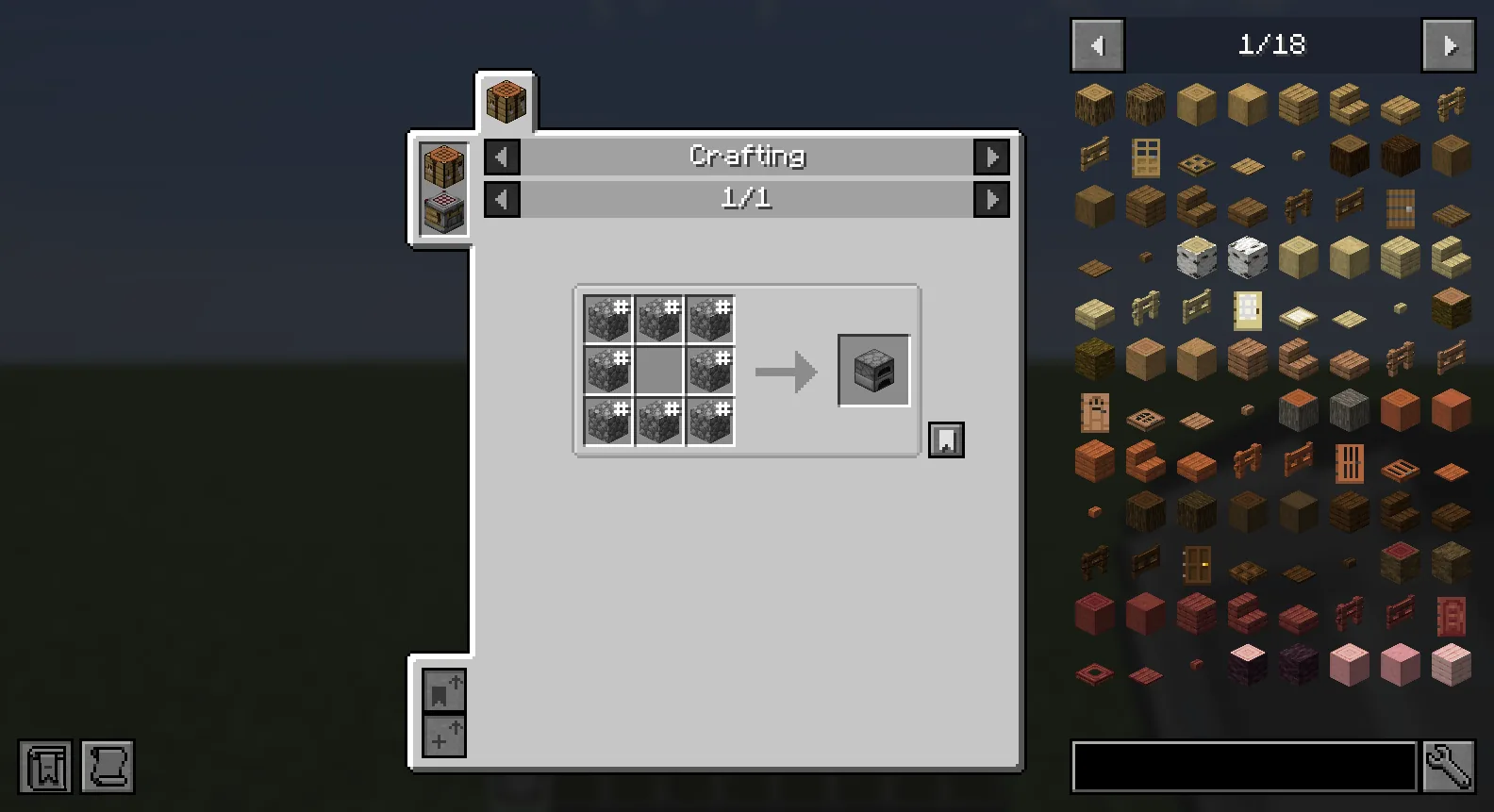 A crafting recipe shown in JEI in the game