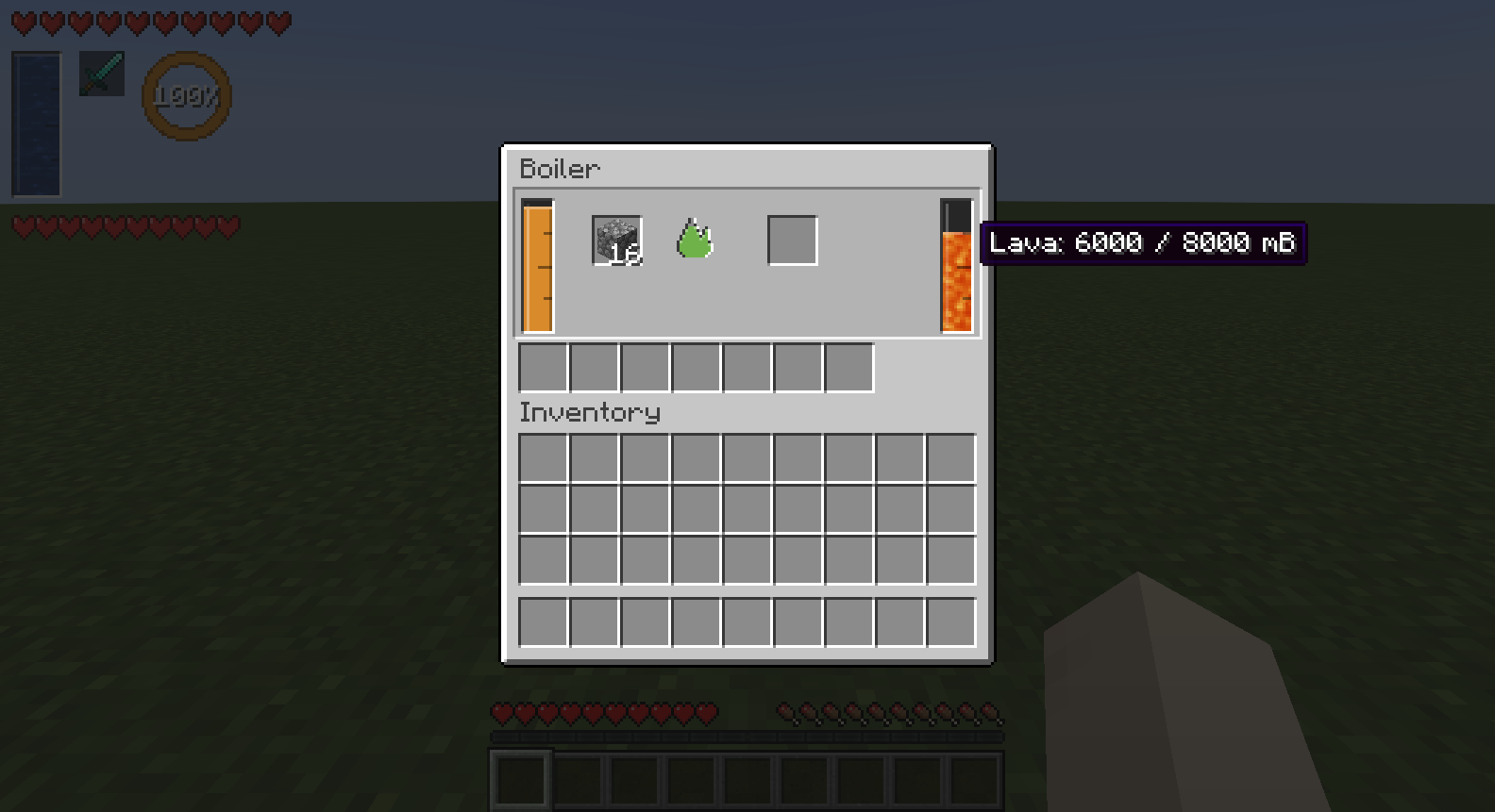 A tank of lava in a machine screen