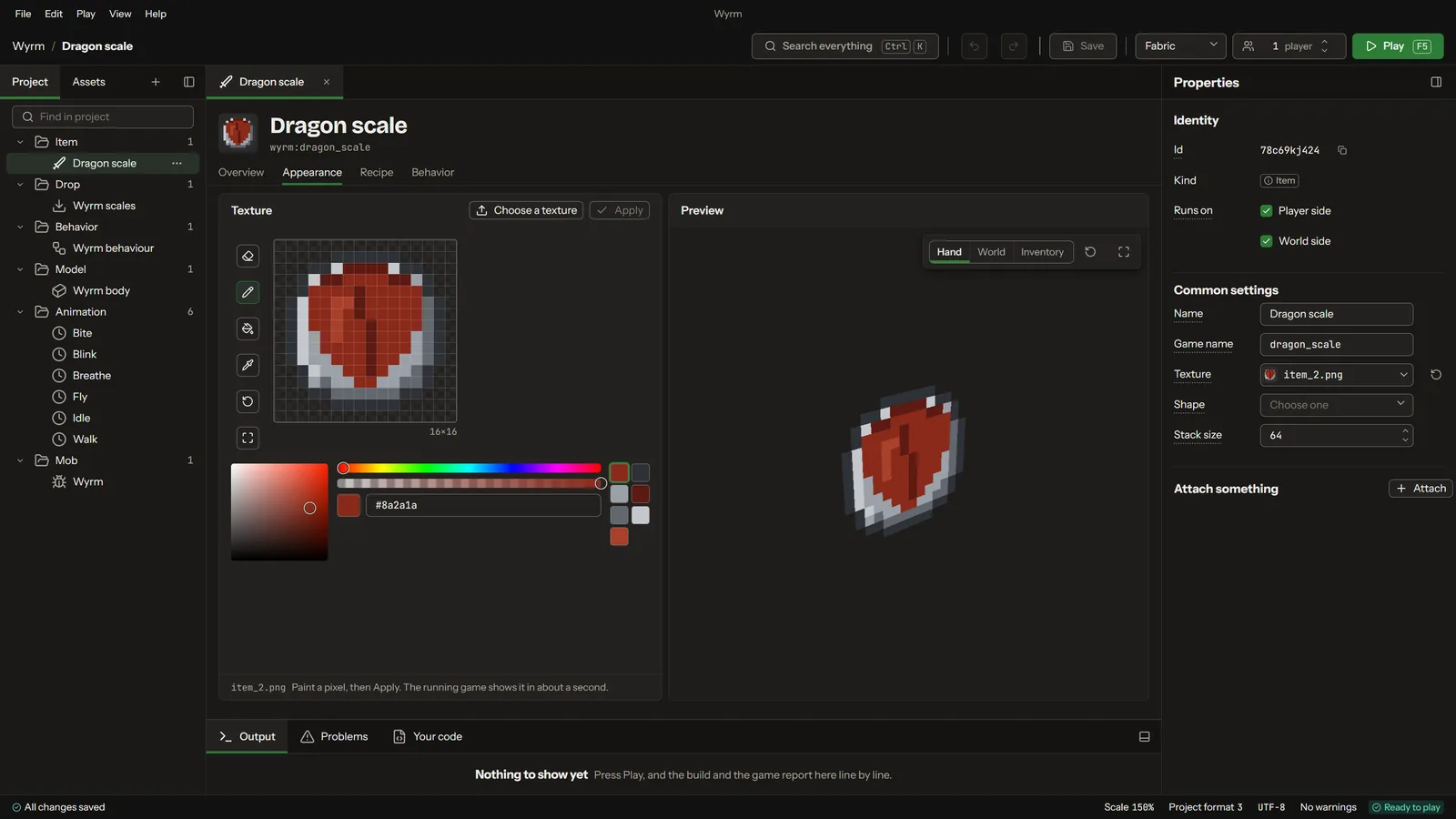 Painting a dragon scale's texture in the pixel painter